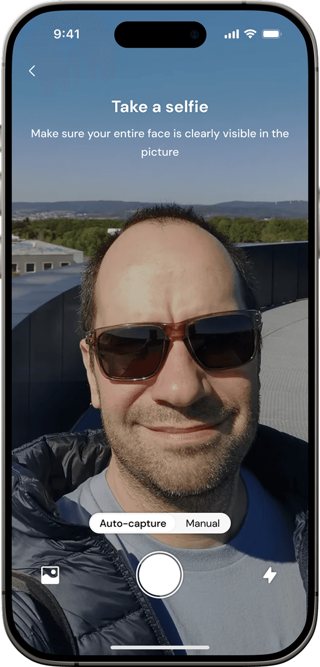 Selfie verification on iPhone